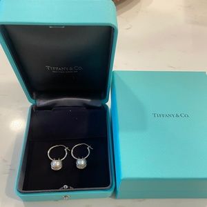 Tiffany Pearl Hoop Earrings in Sterling Silver